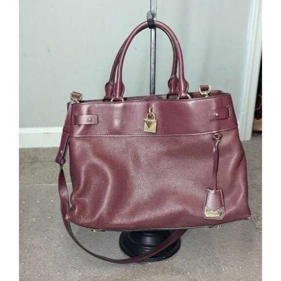 MICHAEL KORS  GRAMERCY LARGE  OX BLOOD PEBBLED  LEATHER  SATCHEL  BAG  PURSE - Picture 1 of 15
